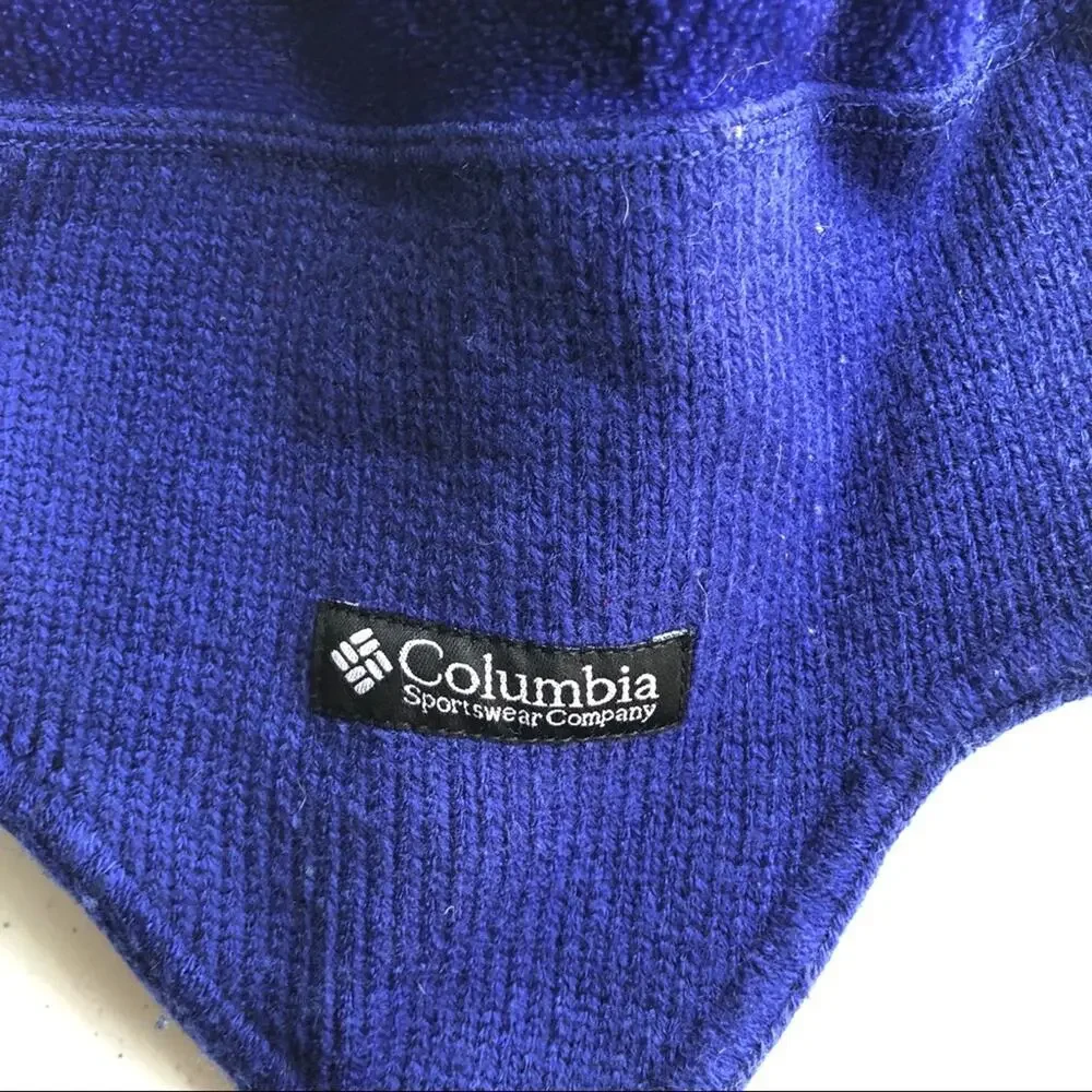 Columbia Toddler Purple Blue Ski Ear Flap Tassel Outdoor Winter Stocking Hat